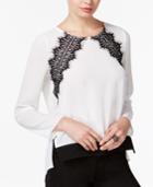 Bar Iii High-low Lace-detail Top, Only At Macy's