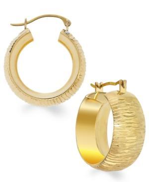 14k Gold Diamond-cut Small Hoop Earrings