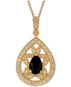 Giani Bernini Black Cubic Zirconia Openwork Pendant Necklace In 18k Gold-plated Sterling Silver, Created For Macy's