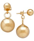Polished Ball Front And Back Earrings In 14k Gold