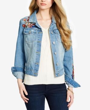 Jessica Simpson Cotton Embroidered Pixie Denim Jacket