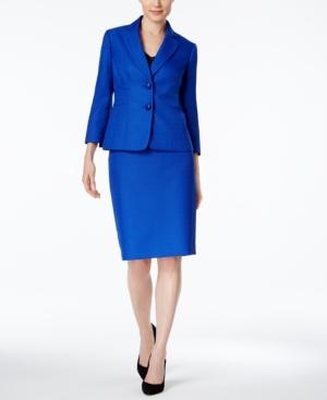 Le Suit Textured Two-button Skirt Suit