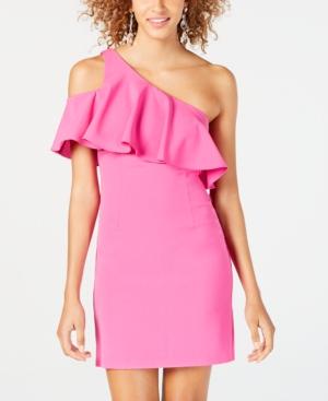 Dear Moon Juniors' Ruffled Asymmetrical Bodycon Dress