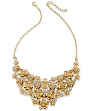 Charter Club Gold-tone Multi-flower Crystal Statement Necklace, Only At Macy's