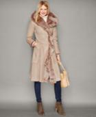 The Fur Vault Shearling Lamb Hooded Ruffled Coat