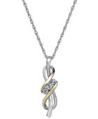 Three-stone Diamond Accent Twist Pendant In 14k Gold And Sterling Silver