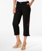 Style & Co Petite Embroidered Ruched Capri Pants, Created For Macy's