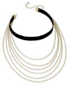 Inc International Concepts Gold-tone Multi-layer Chain & Black Velvet Choker Necklace, Only At Macy's