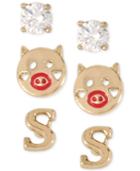 Betsey Johnson Gold-tone Initial Stud Earrings