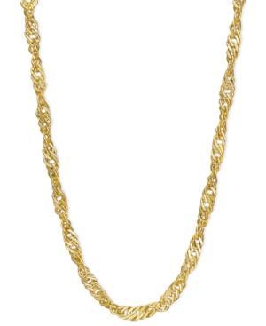 "14k Gold Necklace, 24"" Hollow Singapore Chain"