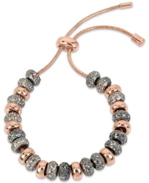 Kenneth Cole New York Two-tone Black Crystal Beaded Slider Bracelet
