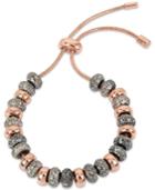Kenneth Cole New York Two-tone Black Crystal Beaded Slider Bracelet