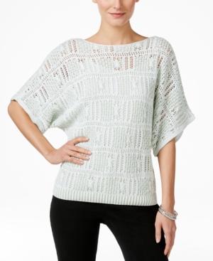 Jeanne Pierre Openwork Marled Knit Sweater