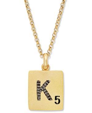 "scrabble 14k Gold Over Sterling Silver Black Diamond Accent ""k"" Initial Pendant Necklace"