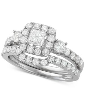 Diamond Princess Cut Halo Bridal Set (1-3/4 Ct. T.w.) In 14k White Gold