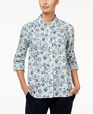 Charter Club Linen Print Blouse, Only At Macy's