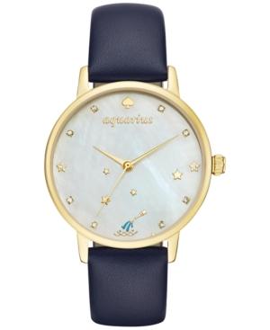 Kate Spade New York Women's Metro Zodiac Aquarius Blue Leather Strap Watch 34mm Ksw1200