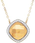 Polished & Beaded Halo Pendant Necklace In 10k Gold & Rhodium-plate