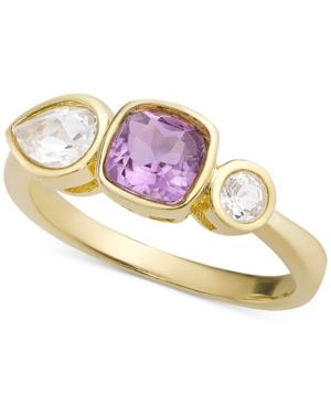 Amethyst (5/8 Ct. T.w.) & White Topaz (1/3 Ct. T.w) Ring In 18k Gold-plated Sterling Silver