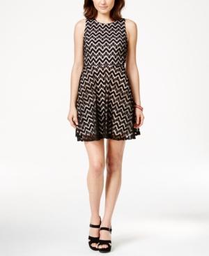 Trixxi Juniors' Chevron Lace Fit-and-flare Tank Dress