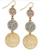 Inc International Concepts Gold-tone Triple Pave Disc Linear Drop Earrings