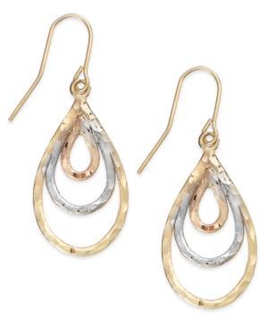 10k Two-tone Gold Earrings, Multi Pear Diamond Cut Earrings