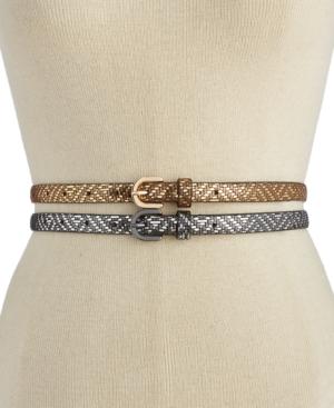 Inc International Concepts Metallic Texture 2 For 1 Skinny Belt, Only At Macy's