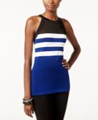 International Concepts Petite Striped Illusion Knit Top, Only At Macy's