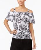 Thalia Sodi Floral-print Cold-shoulder Top, Created For Macy's