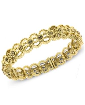 2028 Gold-tone Glass Crystal Stretch Bangle Bracelet, A Macy's Exclusive Style