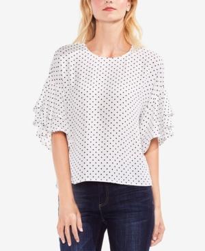 Vince Camuto Polka-dot Ruffle-sleeve Top