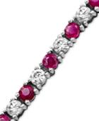 Sterling Silver Bracelet, White Sapphire (2-3/4 Ct. T.w.) And Ruby (2-1/2 Ct .t.w.)