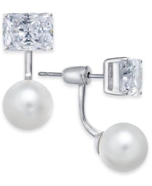 Danori Silver-tone Crystal & Imitation Pearl Front-and-back Earrings, Created For Macy's
