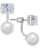 Danori Silver-tone Crystal & Imitation Pearl Front-and-back Earrings, Created For Macy's