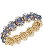 Charter Club Gold-tone Crystal & Blue Stone Stretch Bracelet, Created For Macy's