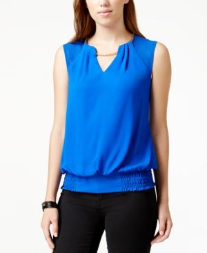 Xoxo Juniors' Embellished Smocked-waist Bubble Top
