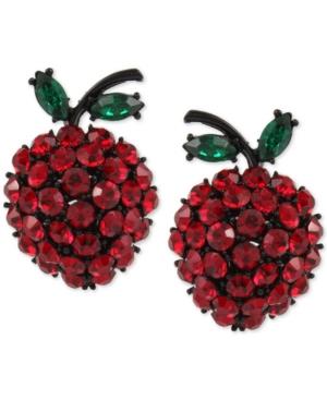 Betsey Johnson Black-tone Berry Crystal Fruit Button Stud Earrings