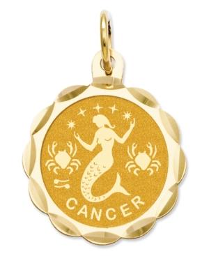 14k Gold Charm, Engraveable Cancer Zodiac Disc Charm