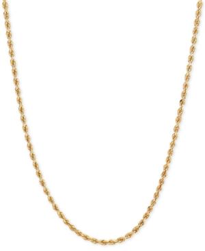 Long Polished Diamond-cut Rope Chain Necklace In 14k Gold