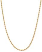 Long Polished Diamond-cut Rope Chain Necklace In 14k Gold