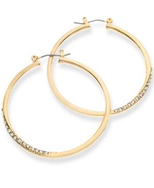 Guess Gold-tone Crystal Pave Hoop Earrings