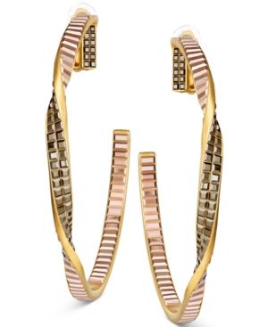 Swarovski Gold-tone Metallic Crystal Clip-on Hoop Earrings