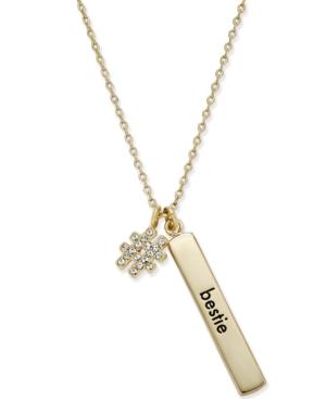 Kate Spade New York Gold-tone Crystal Hashtag Bestie Bar Charm Pendant Necklace