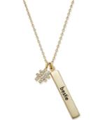 Kate Spade New York Gold-tone Crystal Hashtag Bestie Bar Charm Pendant Necklace
