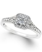 Diamond Cushion-cut Halo Promise Ring (1/4 Ct. T.w.) In 10k White Gold