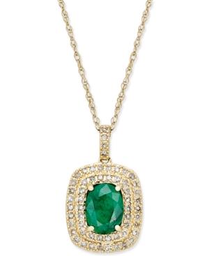 Emerald (1-1/10 Ct. T.w.) And Diamond (1/3 Ct. T.w.) Pendant Necklace In 14k Gold