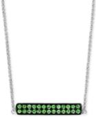 Effy Tsavorite Cluster Horizontal Bar 18 Pendant Necklace (1/2 Ct. T.w.) In Sterling Silver