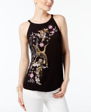 Inc International Concepts Embroidered Embellished Top, Only At Macy's
