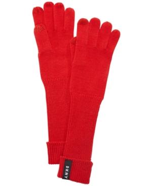 Dkny Ribbed-knit Extended Touch Gloves