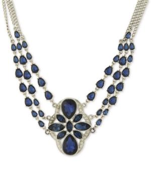 2028 Silver-tone Multi-chain Stone Statement Necklace